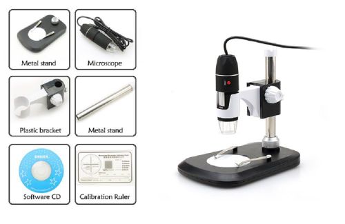 USB Digital Microscope - 2MP CMOS Sensor, 40X-800X Magnification, Photo + Video