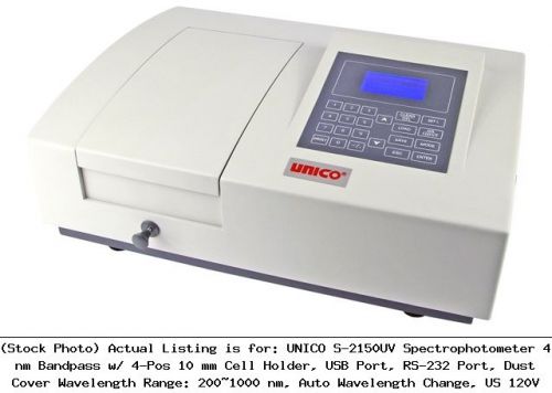 UNICO S-2150UV Spectrophotometer 4 nm Bandpass w/ 4-Pos 10 mm Cell Holder, USB