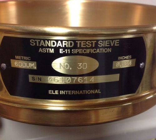 Standard Testing Sieve No. 30 8&#034; Diameter, Brass   (U2)