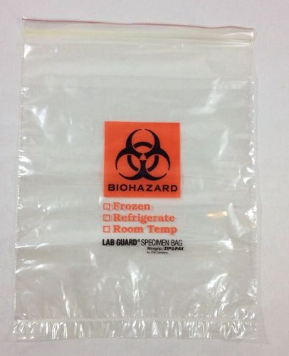 New lot of 97 lab guard biohazard specimen bags. 15.5&#034; x 12&#034;. for sale