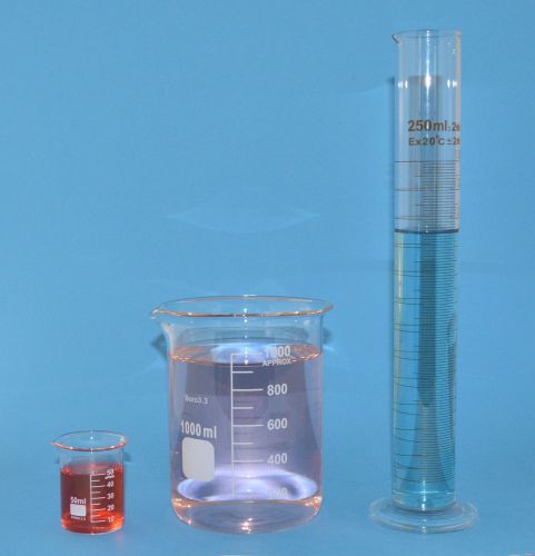 Beaker set 1000ml 50ml cylinder 250ml borosilicate glass griffin lab new beakers for sale