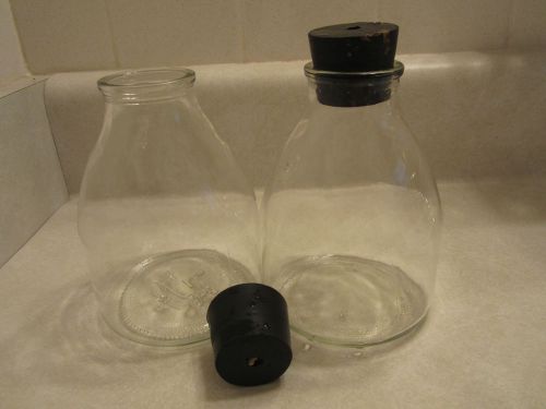 TWO orchid flasks, NO GRADUATIONS, Used with stopper