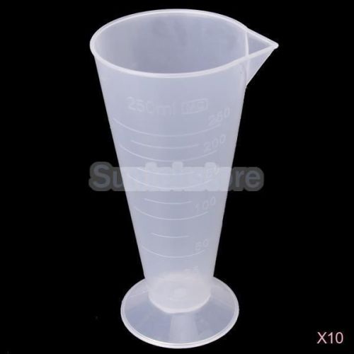 10Pcs 250ml Clear Graduated Measurement Beaker Measuring Cup for Kitchen Lab