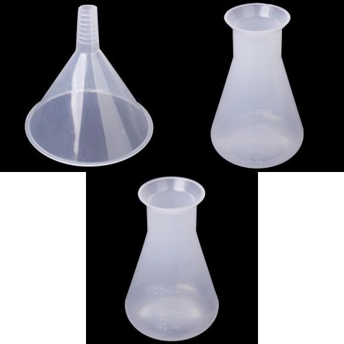 Lab Chemical Flask Container Bottle 100ml &amp;250ml +150ml  Funnel Liquid Measure