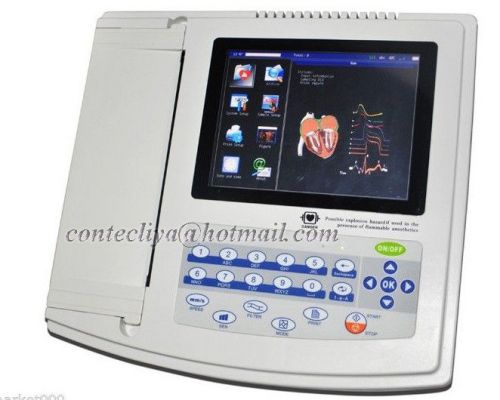 8&#034; TFT color LCD Digital 12 Channel 12 lead ECG EKG machine,PC Software+printer