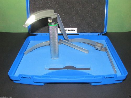 Mccoy megalight  fiberoptic led laryngoscope set- blade # 2,3,4, medium handle for sale