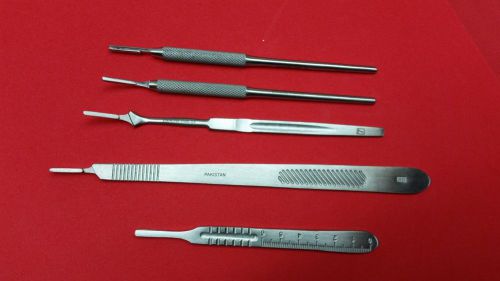 PREMIUM GRADE Set Of 5 Assorted Surgical Scalpel Blade Handles Instruments