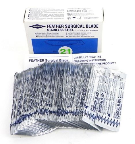 FEATHER 2976#21 #21 Stainless Steel Surgical Scalpel Blade Box of 100 Blades A9