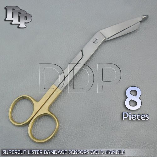 8 HIGH GRADE SUPERCUT LISTER BANDAGE SCISSORS 7.25&#034; WITH ONE SERRATED BLADE