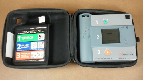 Heartstream forerunner semi-automatic aed w/ battery &amp; hard shell case for sale