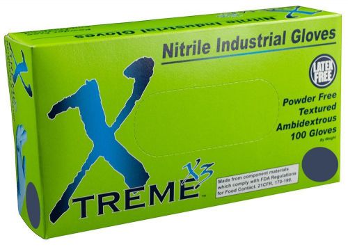 1000 Pieces 1 Case Small Ammex X3 Xtreme Blue Nitrile Glove Latex &amp; Powder Free
