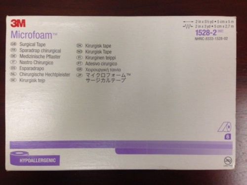 3M MICROFOAM Surgical Tape 2&#034; 6 rolls per box #1528-2 NEW Fresh Product!!!