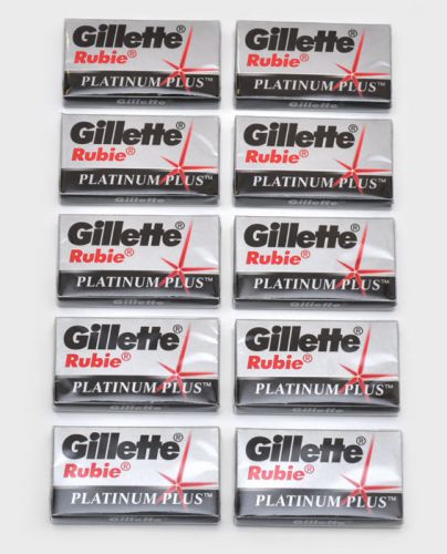 50 GILLETTE RUBIE PLATINUM PLUS DOUBLE EDGE CLASSIC SAFETY RAZOR  BLADES