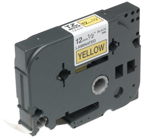 Brother Printer TZ-231 TZ-631 1/2&#034; Labeling Tape (26.2, Black on Yellow)