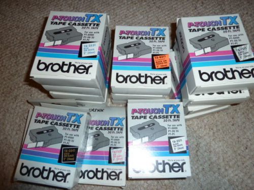 2- NEW ! Genuine Brother P-Touch Tape Cassette TX-2531 Blue on White 1&#034; 24mm