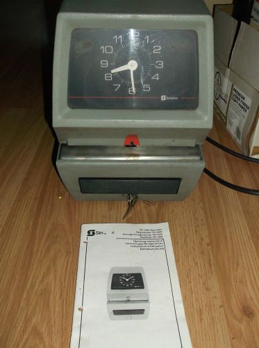 SIMPLEX TIME CLOCK RECORDER MODEL TR-1000 With Keys and Instructions