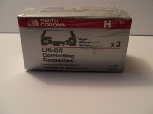 Smith Corona H67116 Correctable Film Black Typewriter Ribbon Cassettes 3 Pack