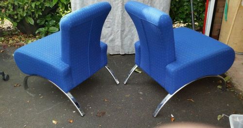 5  -  RECEPTION CHAIRS IN BLUE WITH CHROME FRAME - GOOD COND  /  JOB LOT