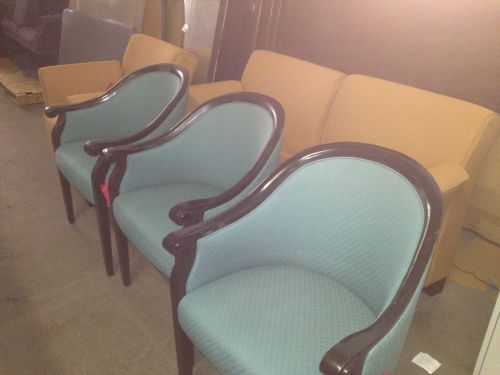 **lot of 3 guest/side chairs by hickory business furn w/black wood legs &amp; arms** for sale