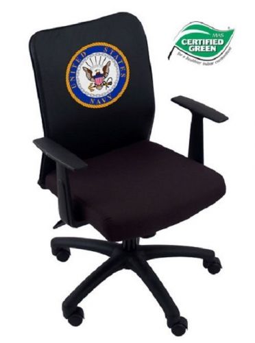 B6106-LC031 BOSS BUDGET MESH TASK CHAIR WITH T-ARMS W/THE U.S NAVY LOGO COVER