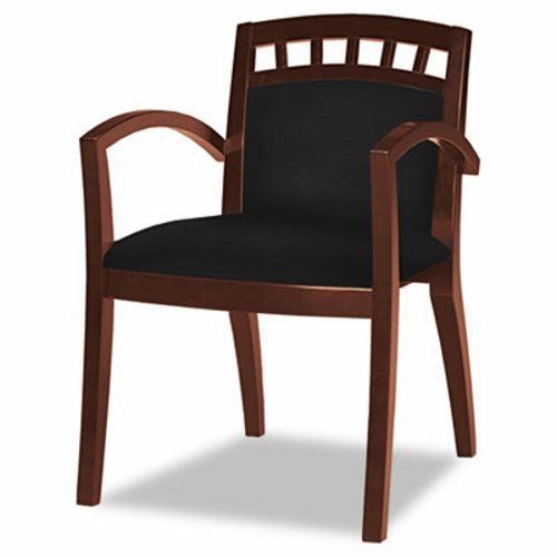 Mayline Series Arch-Back Wood Guest Chair, Mahogany/Black Leather (MLNVSC5ABMAH)