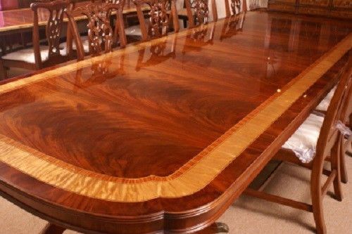 American Hand Crafted Large Flaming Mahogany Conference Table 13 + Ft Long