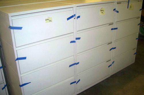 4 DRAWER Lockable LATERAL FILE CABINET by MERIDIAN 30&#034;W Putty Color