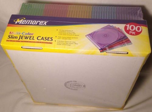 NEW Memorex CD/DVD Color Slim Jewel Cases, 100-Pack