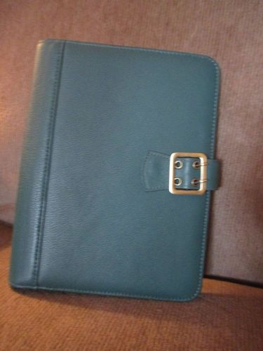 Franklin covey green faux leather strap closure organizer folder for sale