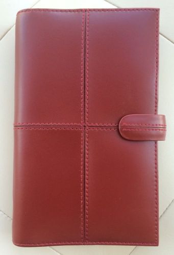 Filofax Classic Cherry Red Compact Organizer Italian Leather - Mint Condition