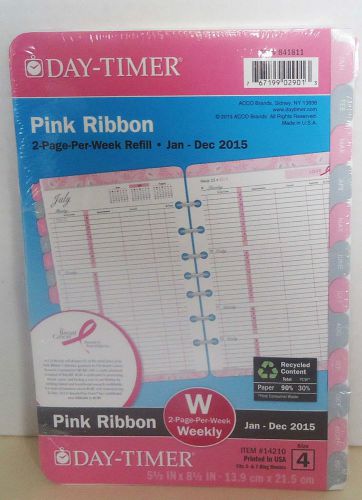 New Day-Timer Pink Ribbon Ring-Bound Two Page Per Week 14210 Refill 2015