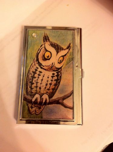 Retro Topaz eye OWL Business Card Holder Credit Card Case!