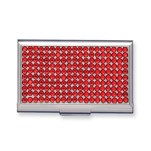 New Red Crystal Business Card Holder Office Accessory