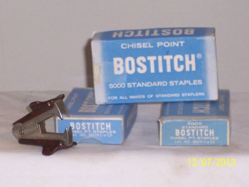 Bostitch Chisel Point Staples / 3 boxes of 5,000 + Vintage staple puller