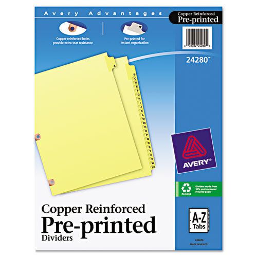 Copper reinforced laminated tab dividers, 25-tab, a-z, letter, buff, 25/set for sale