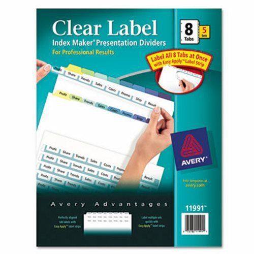 Avery Index Maker Clear Label Color Dividers, 8-Tab, 5 Sets per Pack (AVE11991)