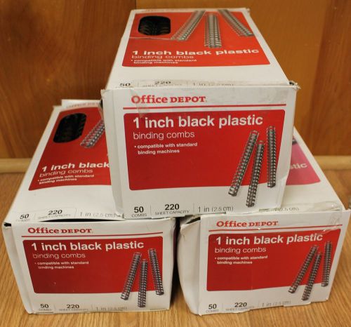 Office Depot Brand 1 Binding Combs, 220-Sheet Capacity, Black, 3 BOXES OF 50