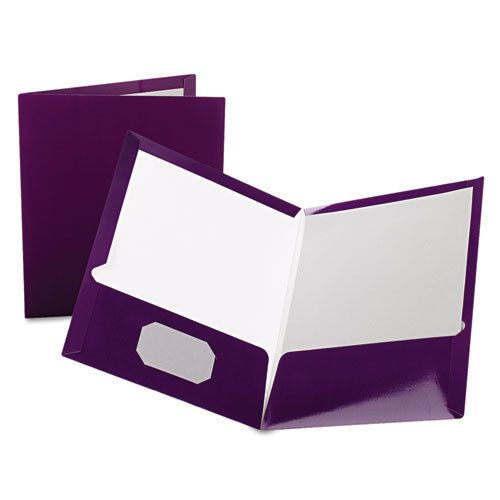 High Gloss Laminated Paperboard Folder, 100-Sheet Capacity, Purple, 25/Box