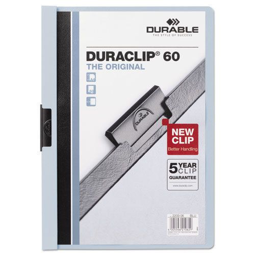 Vinyl duraclip report cover w/clip, letter, holds 60 pages, clear/light blue for sale