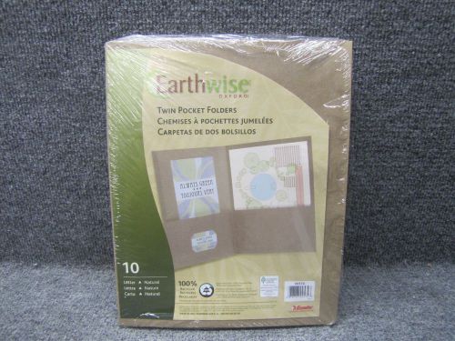 Oxford 00574 Earthwise Twin Pocket Recycled Folder Natural Letter 10-Pack *New*