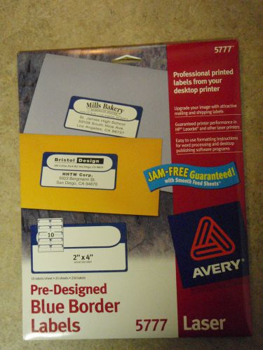 New Avery #5777 Laser 2&#034;x4&#034; 25 Sheets = 250 Lables Pre-Designed Blue Border
