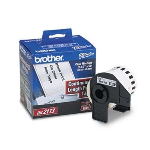 Brother Continuous Film Label Tape, 2-3/7&#034; x 50ft Roll, Clear (BRTDK2113)
