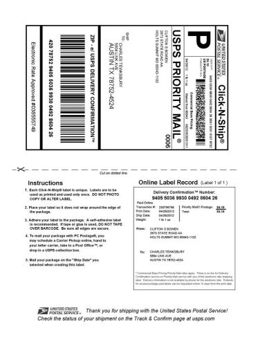 100 White Full Page USPS/Ebay/Paypal laser and inkjet shipping Labels