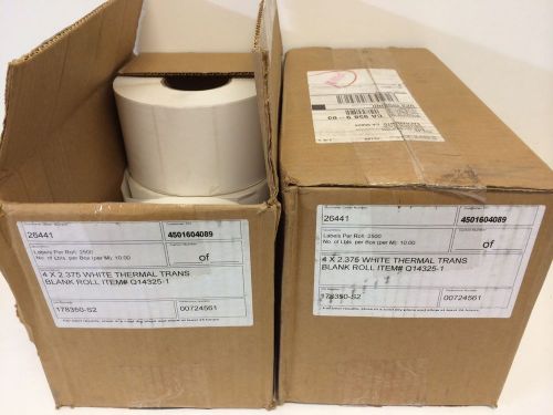 17500 intermec 4&#034;x2.375&#034; white thermal transfer labels 7 rolls of 2500 q1325-1 for sale