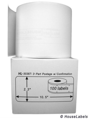 25 rolls of 3-part internet postage labels fits dymo® labelwriters® 30387 for sale