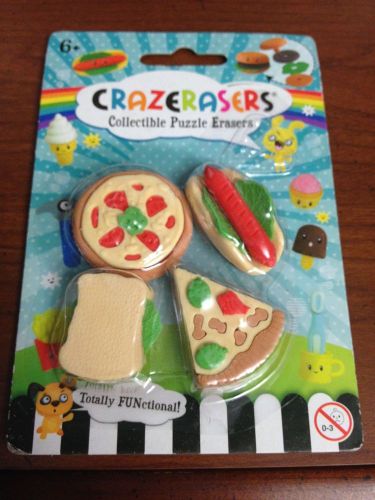 KAWAII Crazerasers PIZZA SLICE OF PIZZA SANDWICHES HOT DOG Erasers