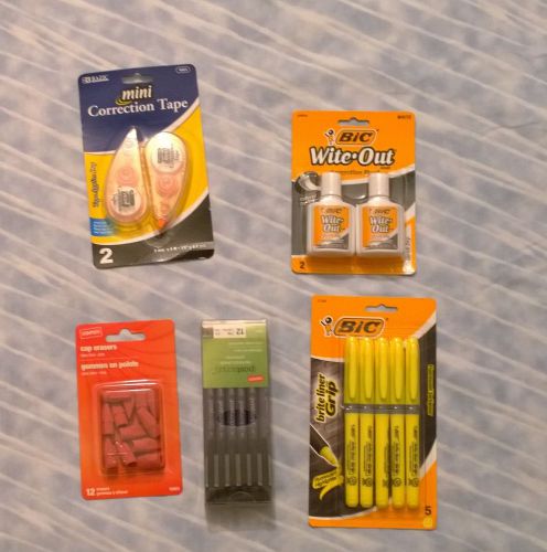 Lot of School Office Supplies Pensils Markers Erasers White-Out Correction Tape