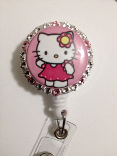 Hello Kitty ID Badge/holder Retractable Reel W/Swarovski Crystals