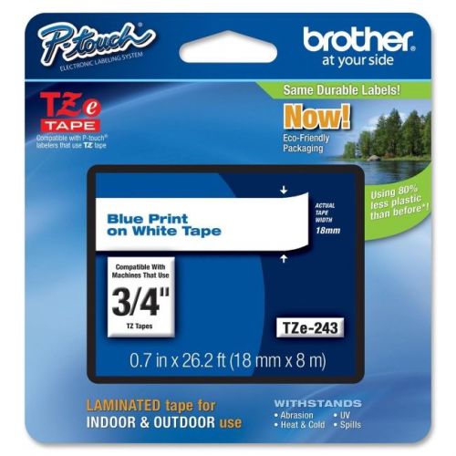 BROTHER INT L (SUPPLIES) TZE243  BLUE ON WHITE FOR TZ