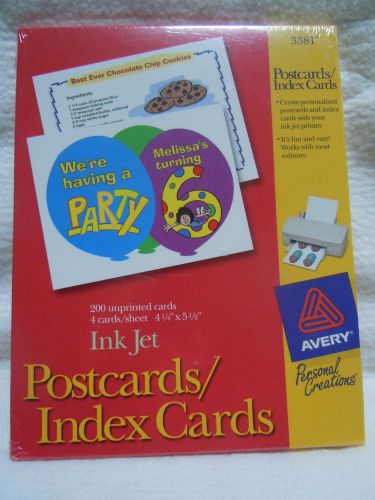 Avery Ink Jet Postcards/Index Cards - SEALED - 200 unprinted cards
